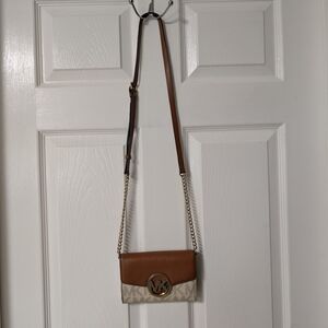 Michael Kors Tan and Cream Crossbody Bag